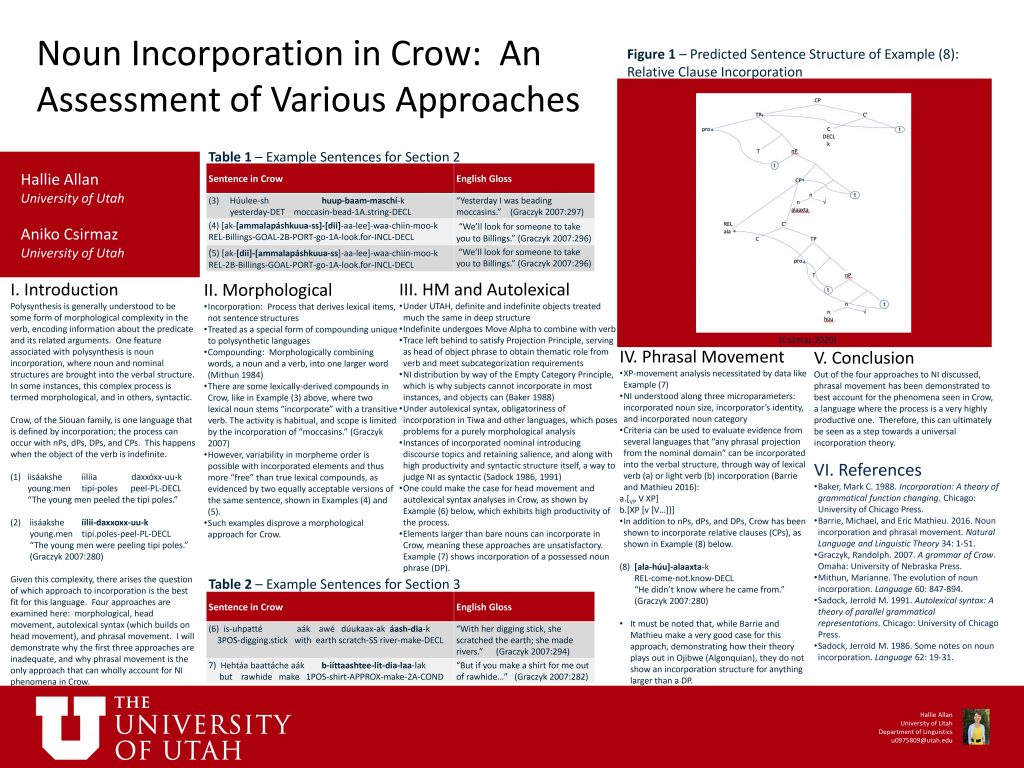 Hallie Allan - Noun Incorporation in Crow: An Assessment of Various Approaches